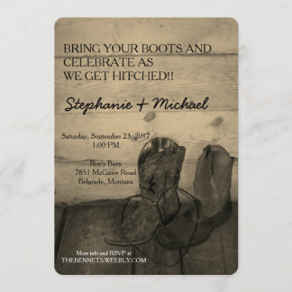 Rustic Cowboy Boots bröllopsinbjudning Inbjudningar