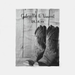 Rustic Cowboy Boots Land Westerna Bröllop Fleecefilt