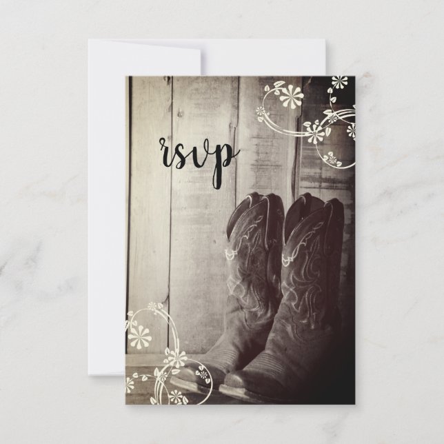 Rustic Cowboy Boots Land Westerna Bröllop OSA Kort (Framsida)