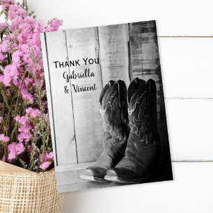 Rustic Cowboy Boots Westerna Bröllop Tack Anteckningskort