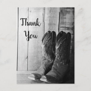 Rustic Cowboy Boots Westerna Bröllop Tack Vykort