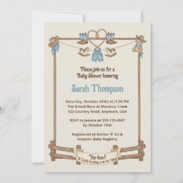 Rustic Cowboy Clothesline Boy Shower Inbjudningar