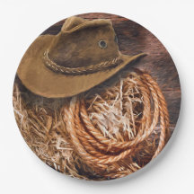 Rustic Cowboy Hat Rope Hay Photo