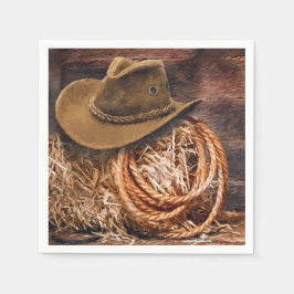 Rustic Cowboy Hat Rope Hay Photo Pappersservett