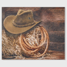 Rustic Cowboy Hat Rope Hay Photo