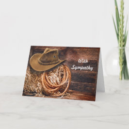 Rustic Cowboy Hat Rope Hay Photo Sympathy Kort