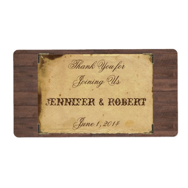 Rustic Cowboy Hats Bröllop Vattenflaska-etikett Fraktsedel (Framsidan)