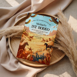 Rustic Cowboy Rodeo 1st Birthday Celebration Inbjudningar