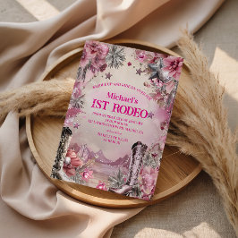 Rustic Cowboy Rodeo 1st Birthday Design Inbjudningar