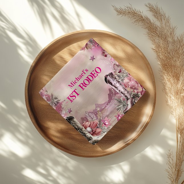 Rustic Cowboy Rodeo 1st Birthday Design Pappersservett (Skapare uppladdad)