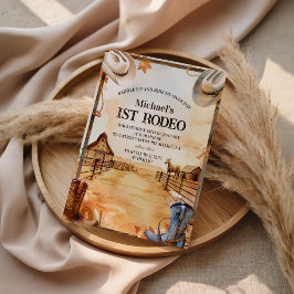Rustic Cowboy Rodeo 1st Birthday Style Inbjudningar