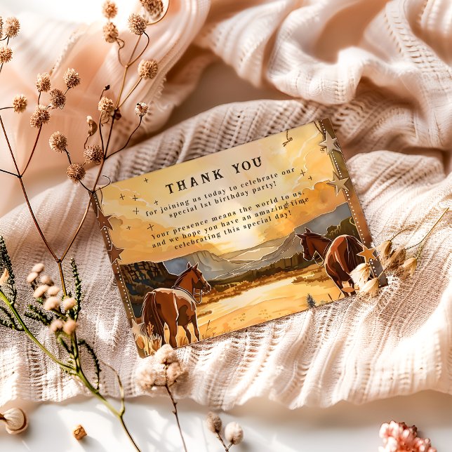 Rustic Cowboy Rodeo 1st Birthday Theme Tack Kort (Skapare uppladdad)