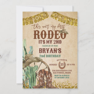 Rustic Cowboy Rodeo 2:a födelsedagsinbjudan Inbjudningar