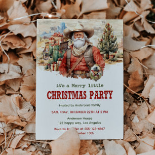 Rustic Cowboy Santa Western jul Party Inbjudningar