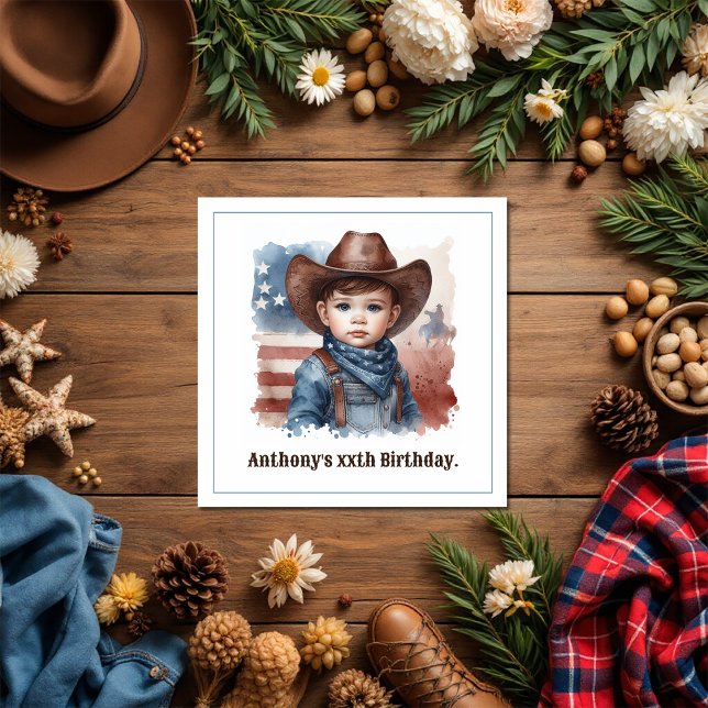 Rustic Cowboy Western Rodeo Födelsedagsfest Pappersservett (Rustic Cowboy Western Rodeo Birthday Party Napkins)