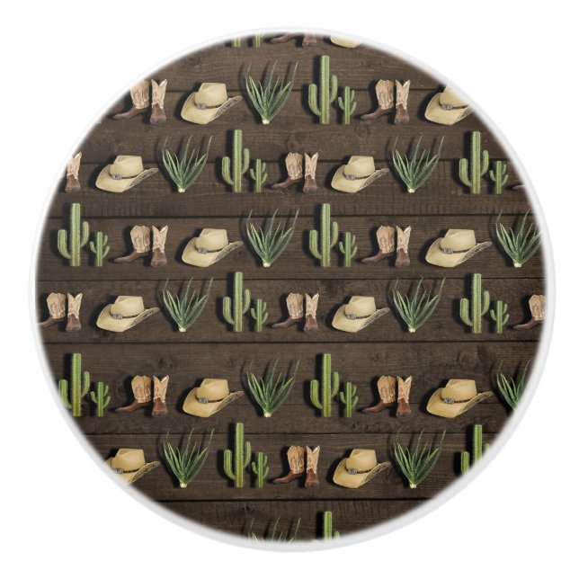 Rustic Cowboy Western Rodeo Wooden Knopp (Framsidan)