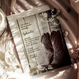 Rustic CowboyBoots Blommigt Western Möhippa Inbjudningar