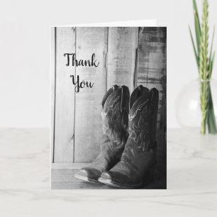 Rustic CowboyBoots Bröllop Groomsman Tack Kort