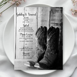 Rustic CowboyBoots Land Westerna Bröllop Menu