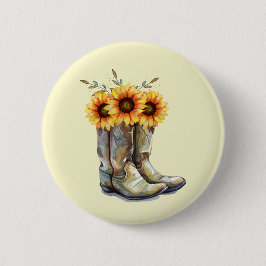 Rustic CowboyBoots med solblommor Knapp