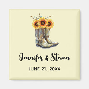 Rustic CowboyBoots med solblommor Magnet