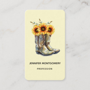 Rustic CowboyBoots med solblommor Visitkort
