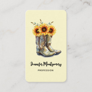 Rustic CowboyBoots med solblommor Visitkort