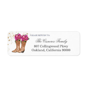 Rustic CowboyBoots Shock rosa Ro Adressetikett Returadress Etikett