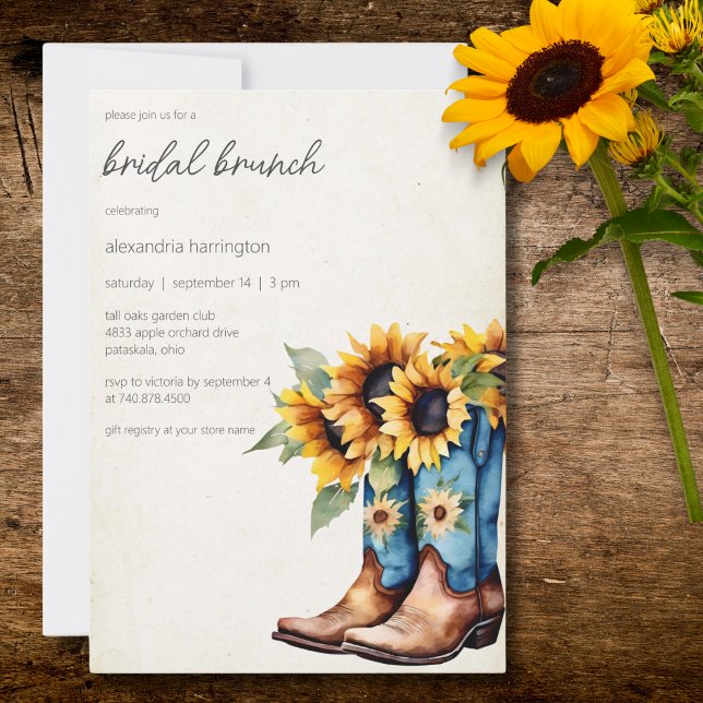 Rustic CowboyBoots & Sunblommor Inbjudningar (Skapare uppladdad)