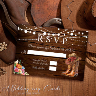 Rustic CowboyBoots Westerna Bröllop OSA Kort