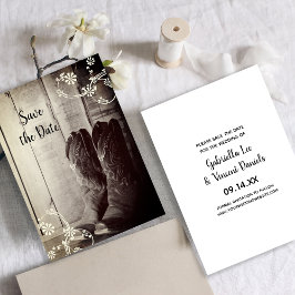 Rustic CowboyBoots Westerna Bröllop spara datum Inbjudningar