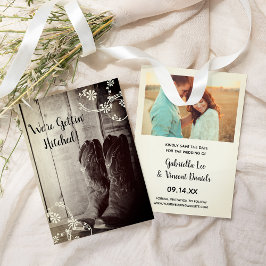 Rustic CowboyBoots Westerna Bröllop spara datum Inbjudningar