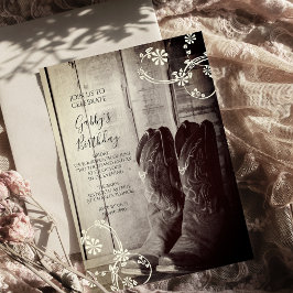 Rustic CowboyBoots Westerna Födelsedagsfest Inbjudningar