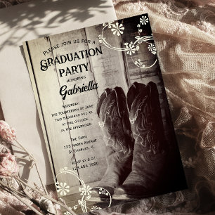 Rustic CowboyBoots Westerna Studentfest Inbjudningar