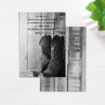 Rustic CowboyBoots Westerna välgörenhetsfavoriter  Visitkort<br><div class="desc">Ge tillbaka på din stora dag när du ordnar ett donationskort från bröllop på gästernas mottagningsplats i giftermål ställe. I avslappnaden finns det ännu en klass Rustic Boots Westerna välgörenhetskort Bröllop stater som i stället för en traditionell partiförmån har donerat till välgörenhet i namn. Anpassa kortet genom att lägga till...</div>