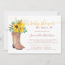 Rustic cowboystövlar vattenfärgsbabydusch med post inbjudningar