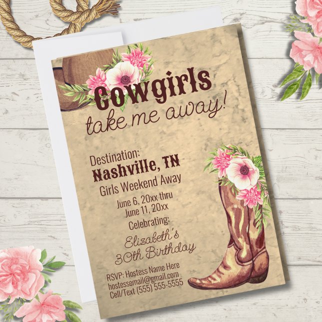 Rustic Cowgirl 30års födelsedag Nashville Inbjudningar (Skapare uppladdad)