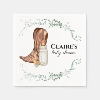 Rustic Cowgirl Baby Shower Anpassningsbar Napkin Pappersservett