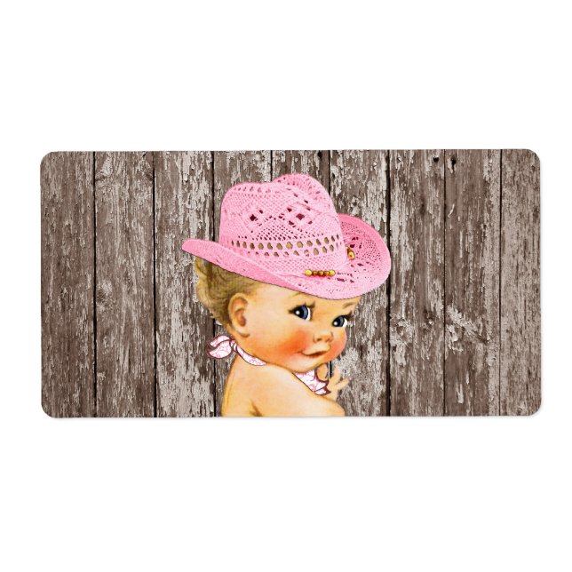Rustic Cowgirl Baby Shower Vattenflaska Label Fraktsedel (Framsidan)