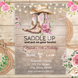 Rustic Cowgirl Birthday-inbjudan Inbjudningar