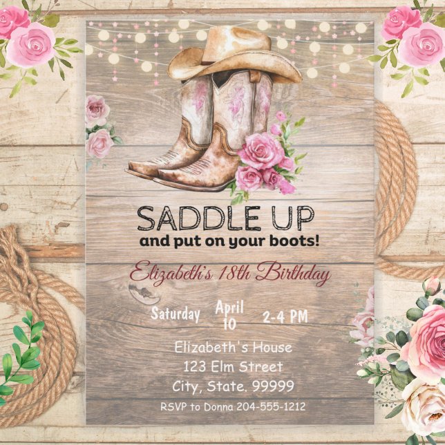 Rustic Cowgirl Birthday-inbjudan Inbjudningar (Skapare uppladdad)