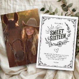 Rustic Cowgirl Black and White Sweet sixteen Photo Tack Kort