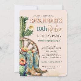 Rustic Cowgirl Blommigt Cactus Rodeo Birthday Inbjudningar