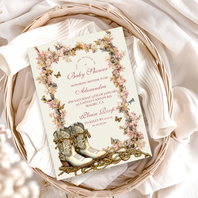 Rustic Cowgirl Boots Baby Shower Inbjudningar (Skapare uppladdad)