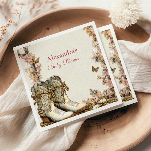 Rustic Cowgirl Boots Baby Shower Pappersservett (Skapare uppladdad)