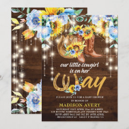 Rustic Cowgirl Boots Blommigt Baby Shower Inbjudningar