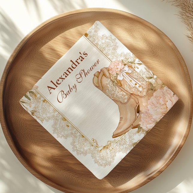 Rustic Cowgirl Boots Blommigt Baby Shower Pappersservett (Skapare uppladdad)