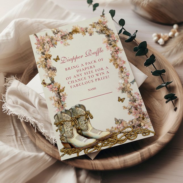 Rustic Cowgirl Boots Diapper Raffle Tilläggskort (Skapare uppladdad)
