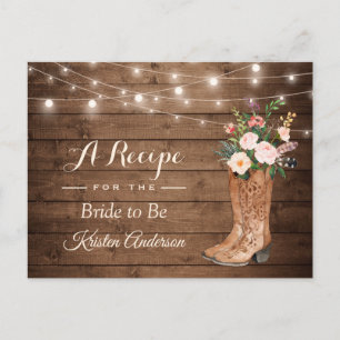 Rustic Cowgirl Boots Flowers Möhippa Recipe Vykort