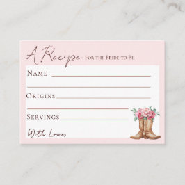 Rustic Cowgirl Bridal Shower Recipe Card Insert Tilläggskort